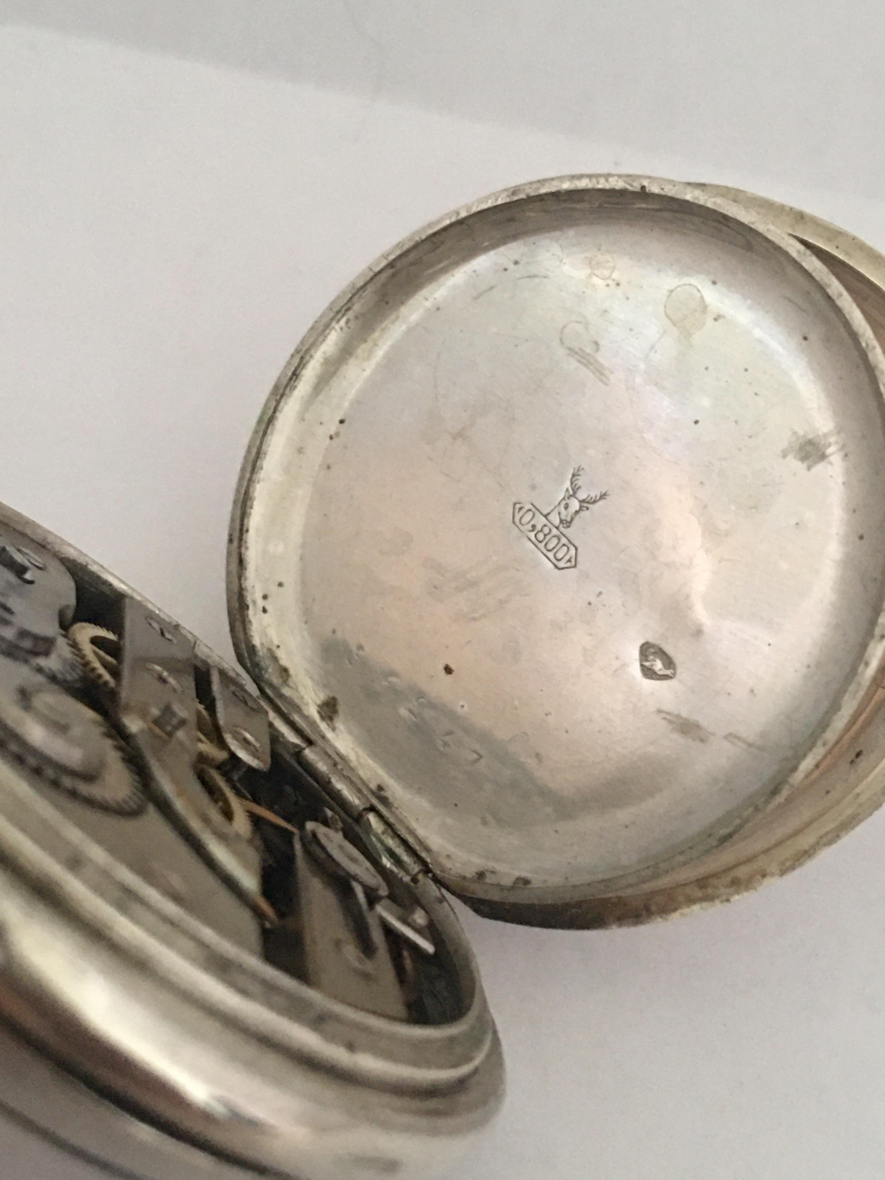 Antique Stem-Wind Silver Calendar Pocket Watch 8