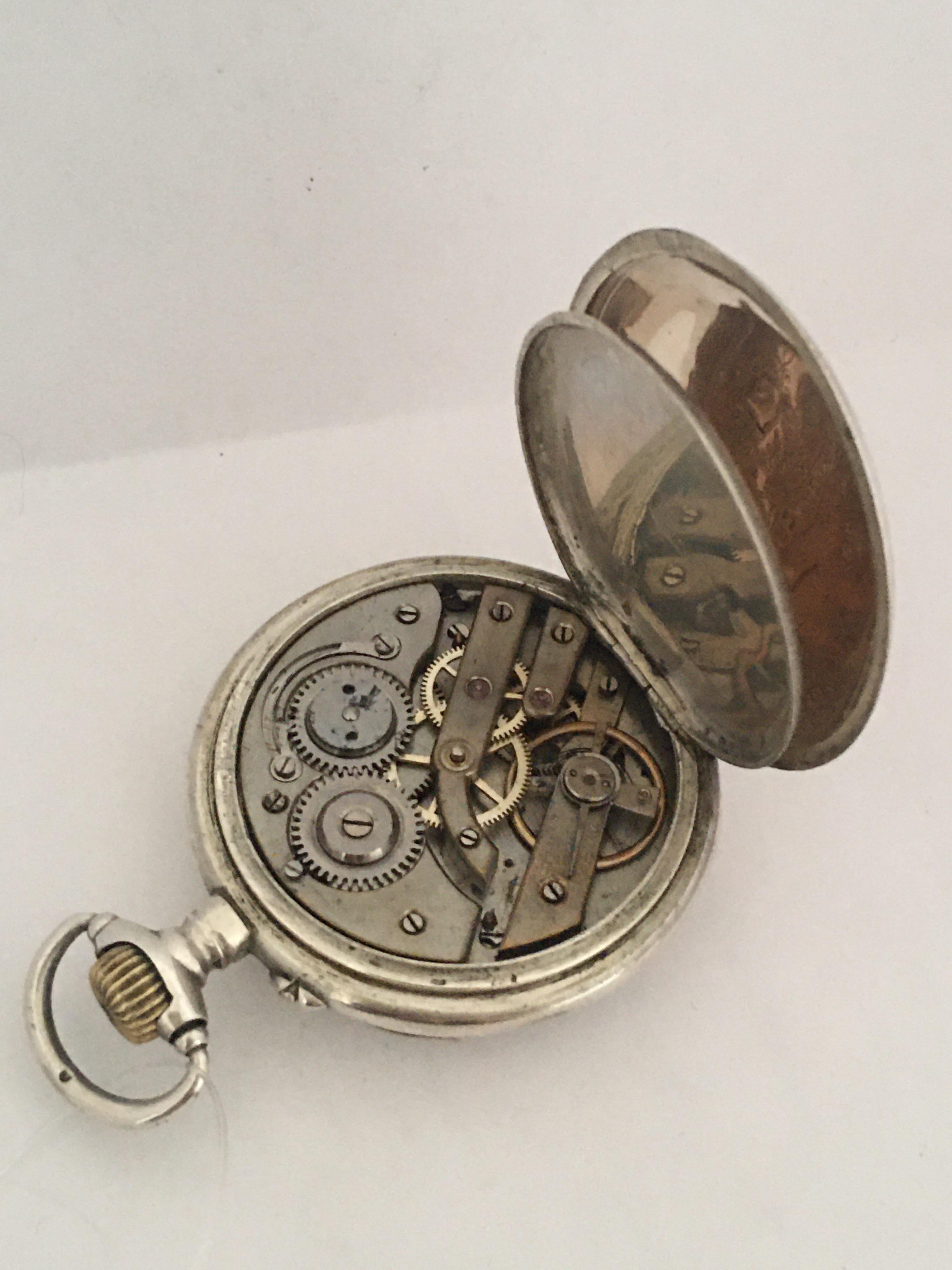 Antique Stem-Wind Silver Calendar Pocket Watch 4