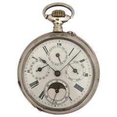 Antique montre de poche à calendrier en argent à remontage automatique