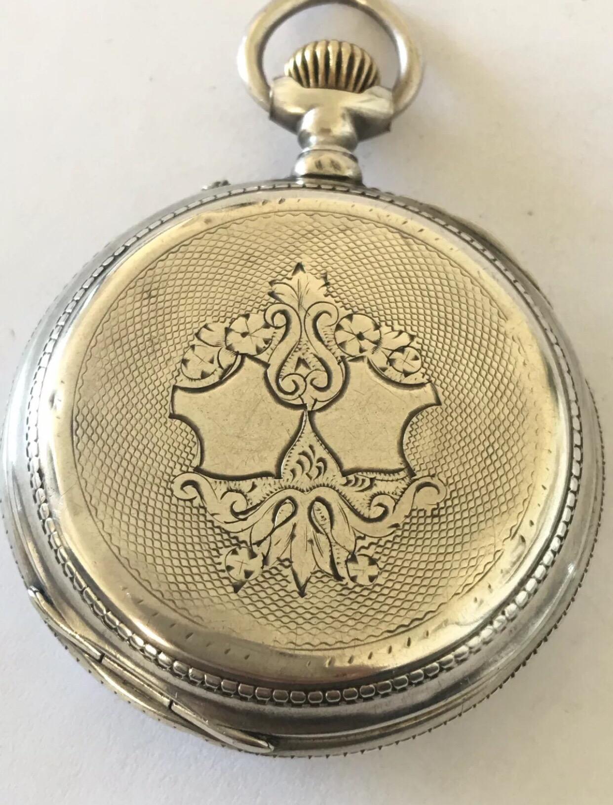 Antique Stem-Wind Silver Pocket Watch For Sale 3