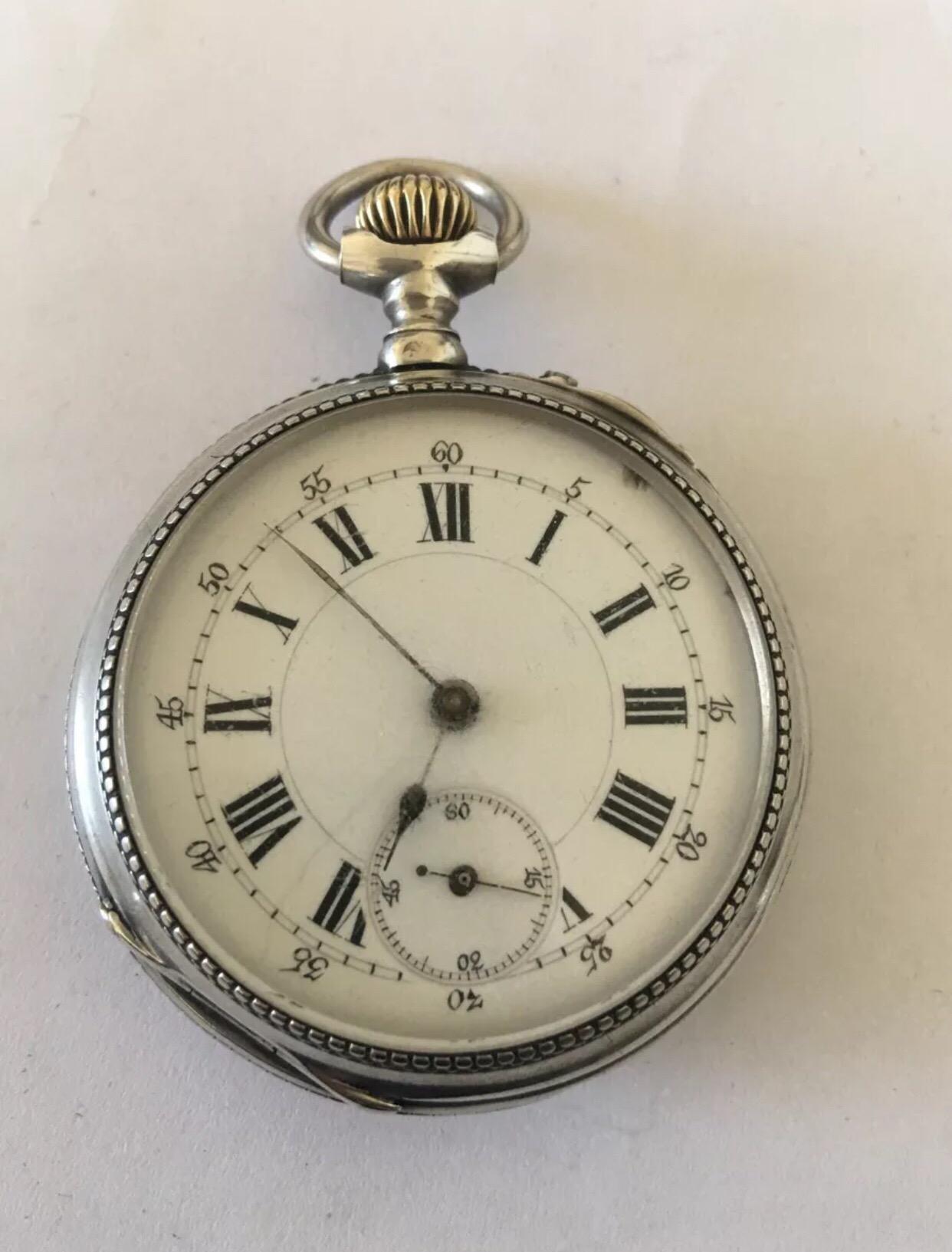 Antique Stem-Wind Silver Pocket Watch For Sale at 1stDibs