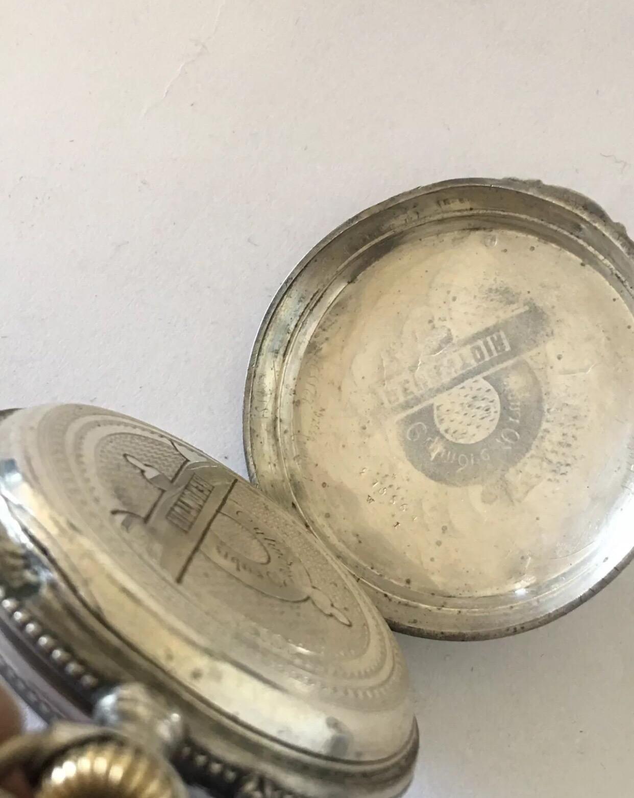 Antique Stem-Wind Silver Pocket Watch For Sale 2