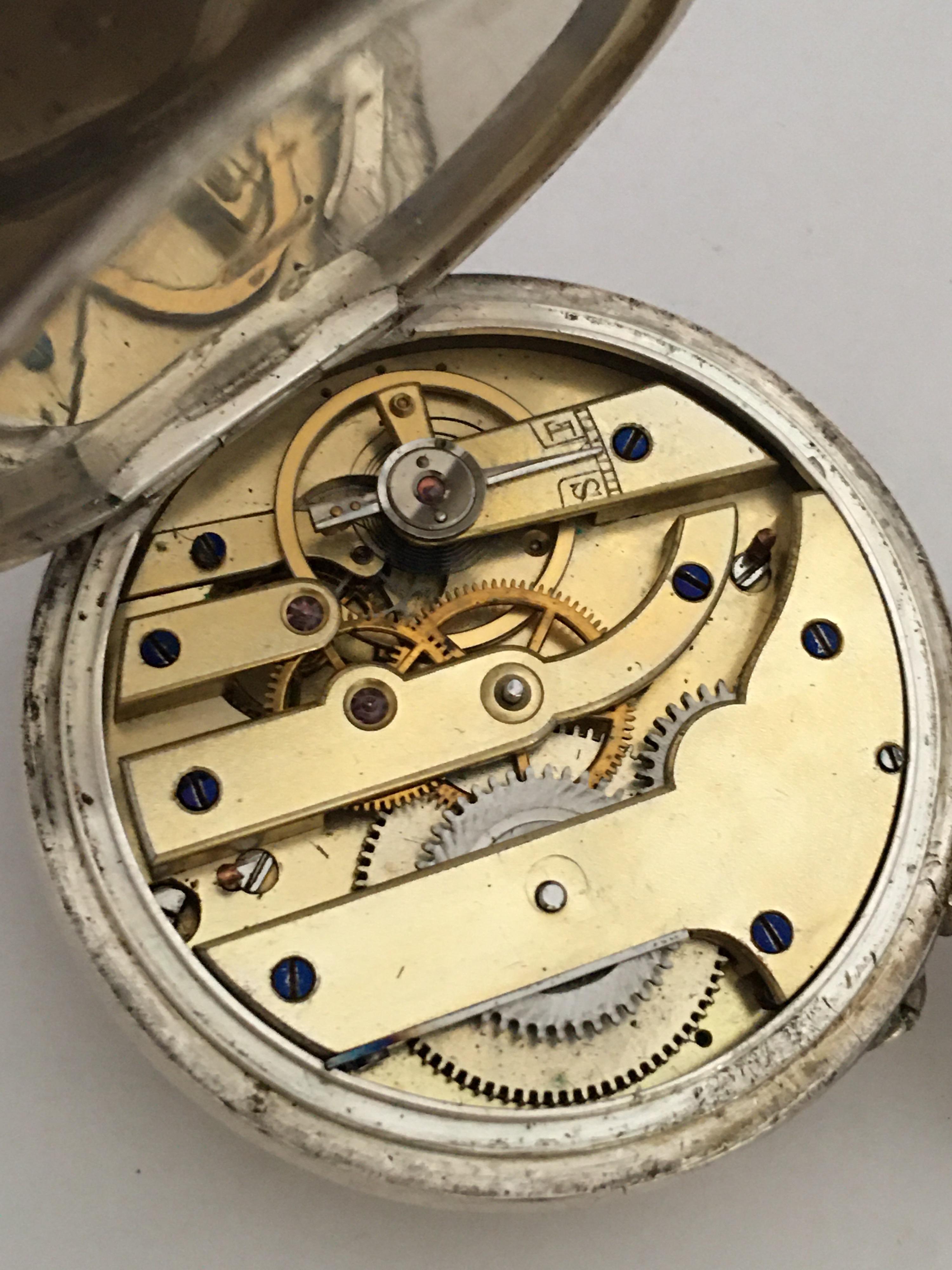 Antique Stem-Winding Silver Pocket Watch In Good Condition For Sale In Carlisle, GB