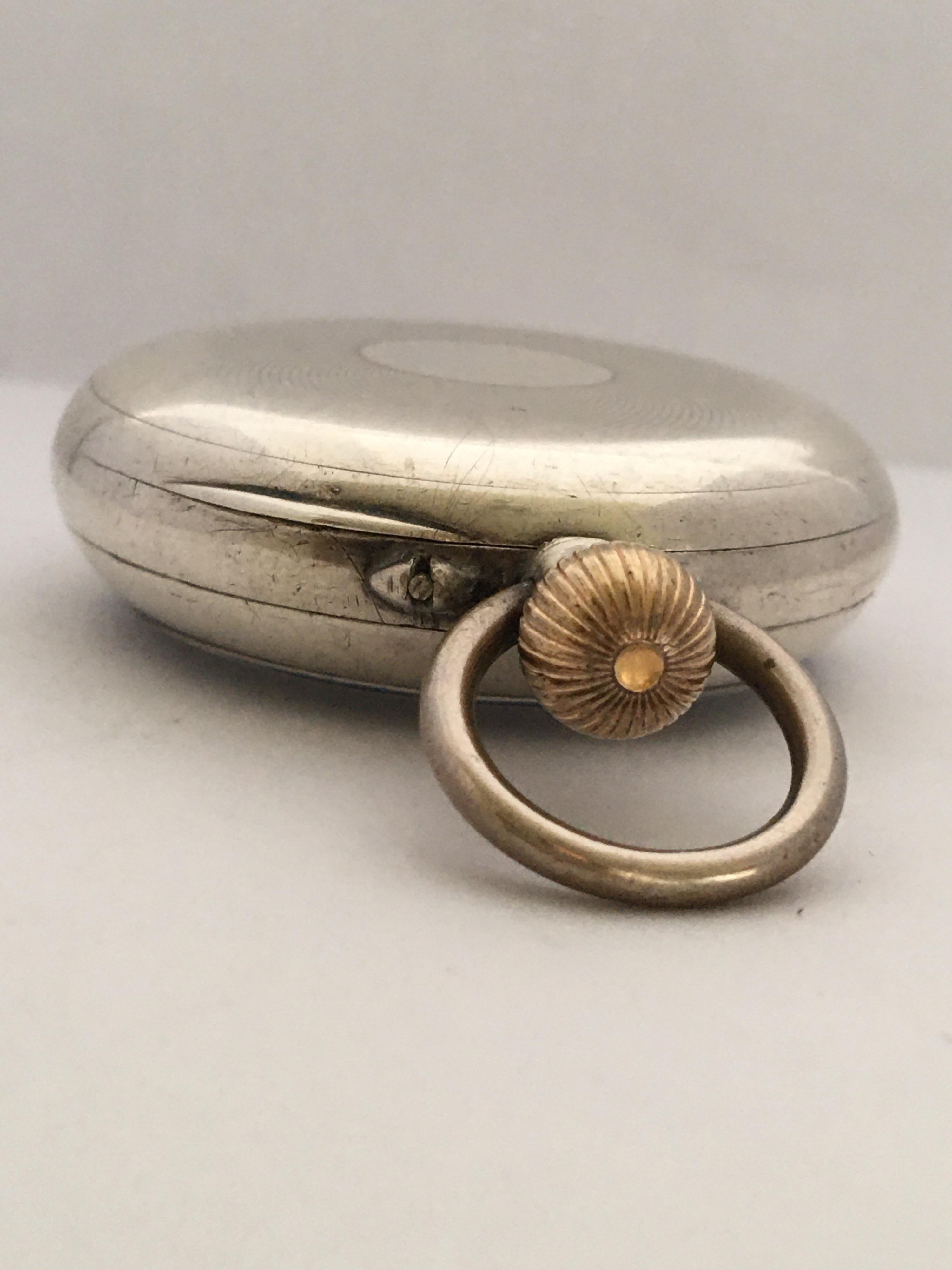 Women's or Men's Antique Stem-Winding Silver Pocket Watch For Sale