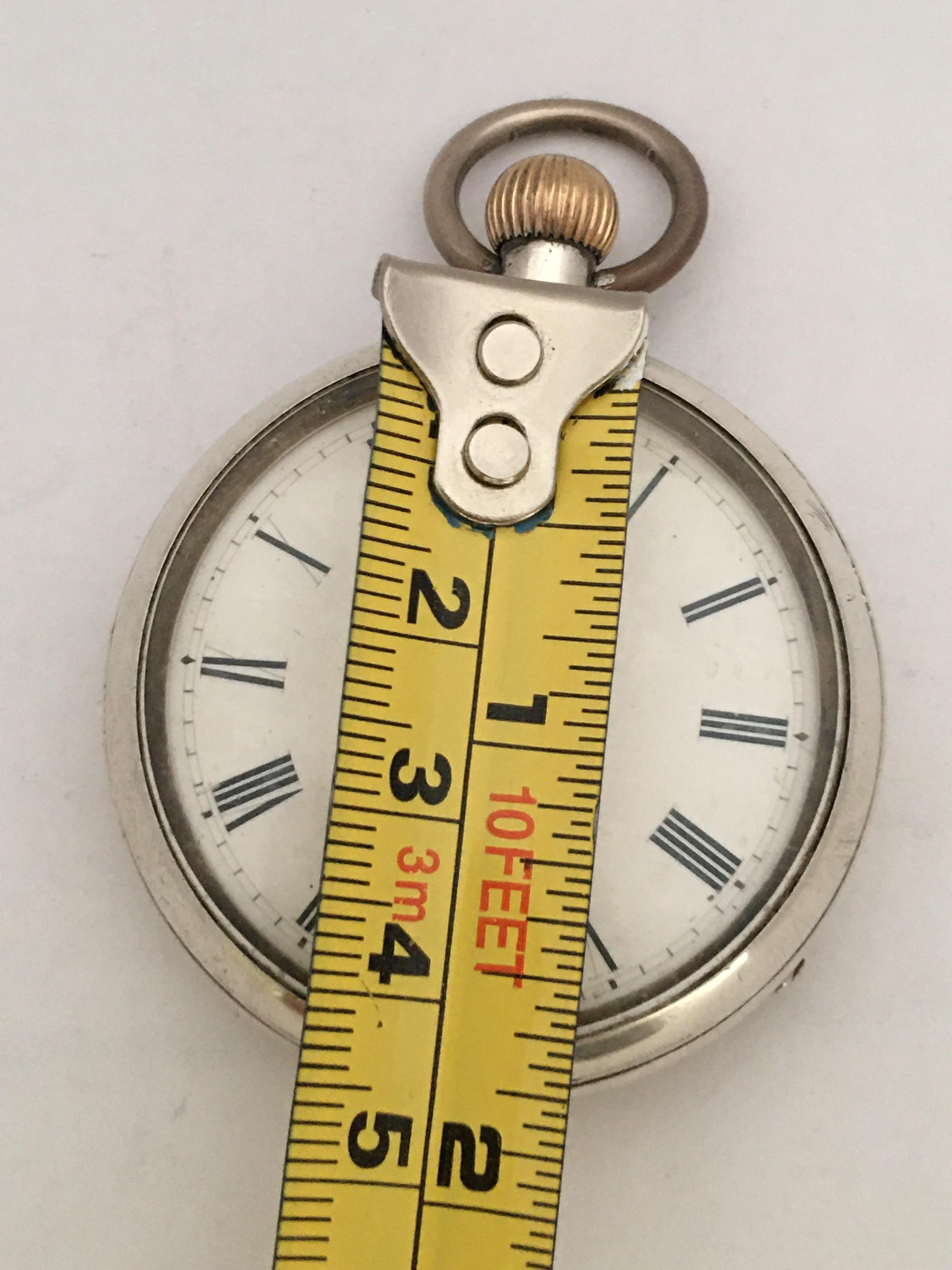 Antique Stem-Winding Silver Pocket Watch For Sale 2