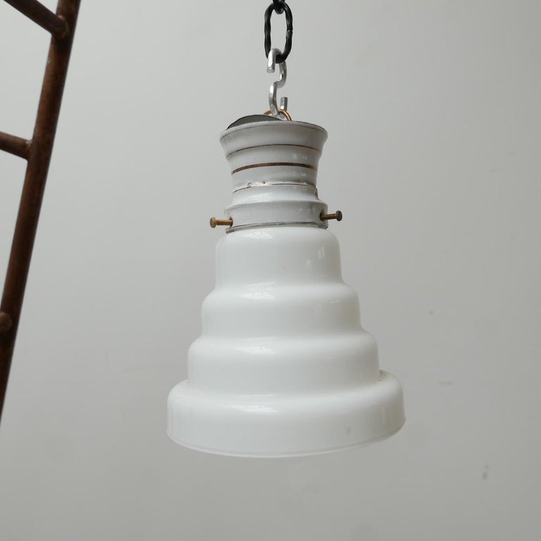 Antique Stepped Opaline Glass Pendant Lights '8' For Sale 5