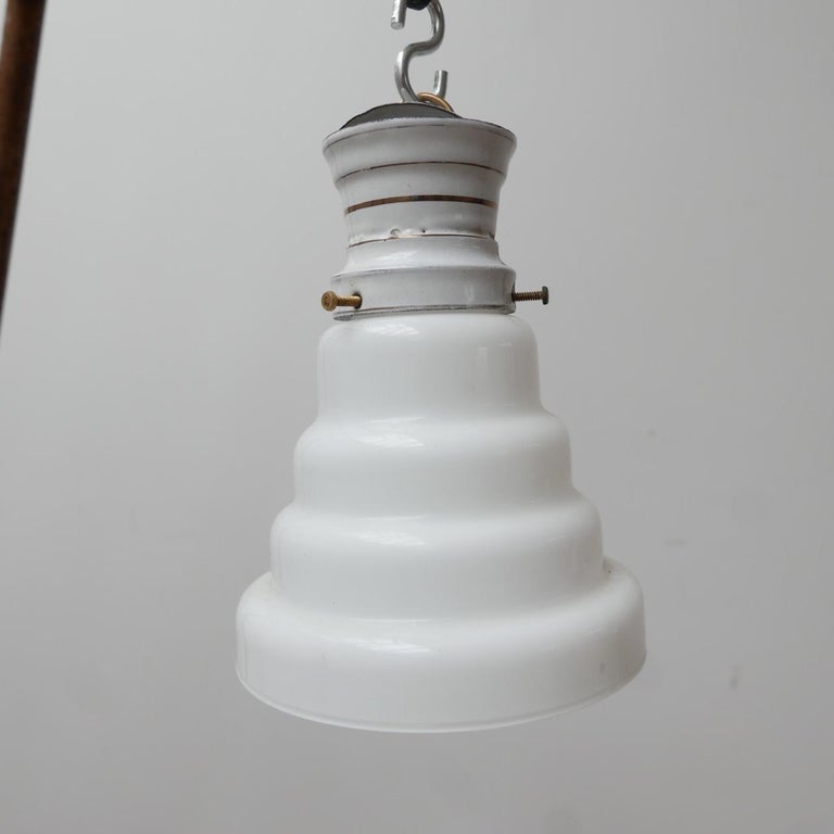 Antique Stepped Opaline Glass Pendant Lights '8' For Sale 1