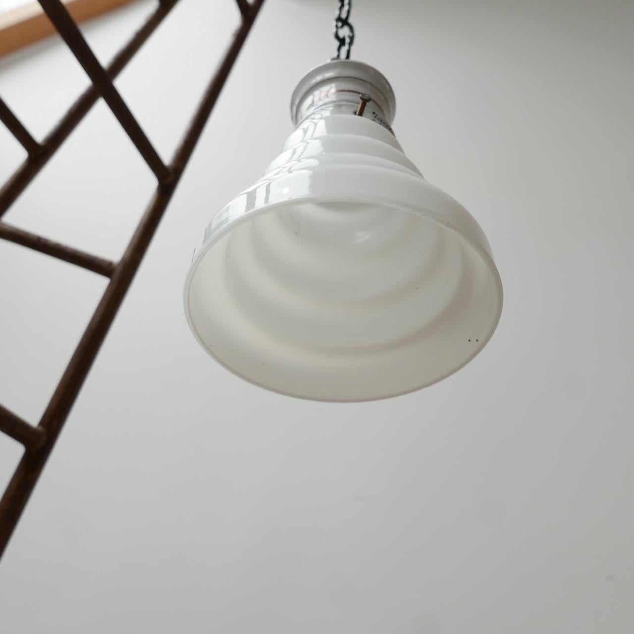 Antique Stepped Opaline Glass Pendant Lights '8' For Sale 2