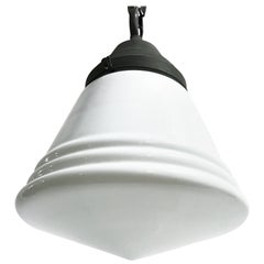 Antique Stepped Opaline Pendant Light, 1930s