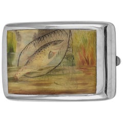 Antique Sterling and Enamel Fish Case