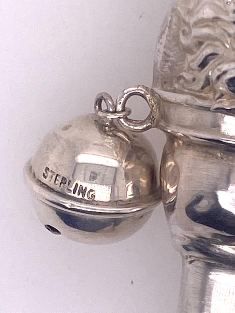 Antique Sterling and Mother of Pearl Jester Rattle 1