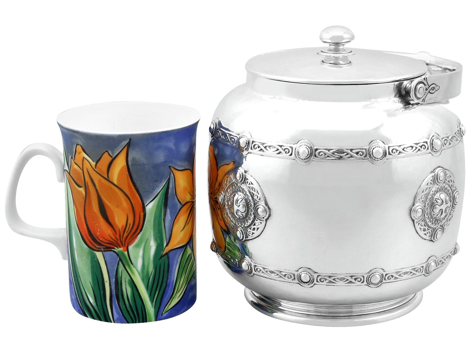 English Antique Sterling Biscuit Barrel by Liberty & Co Ltd For Sale