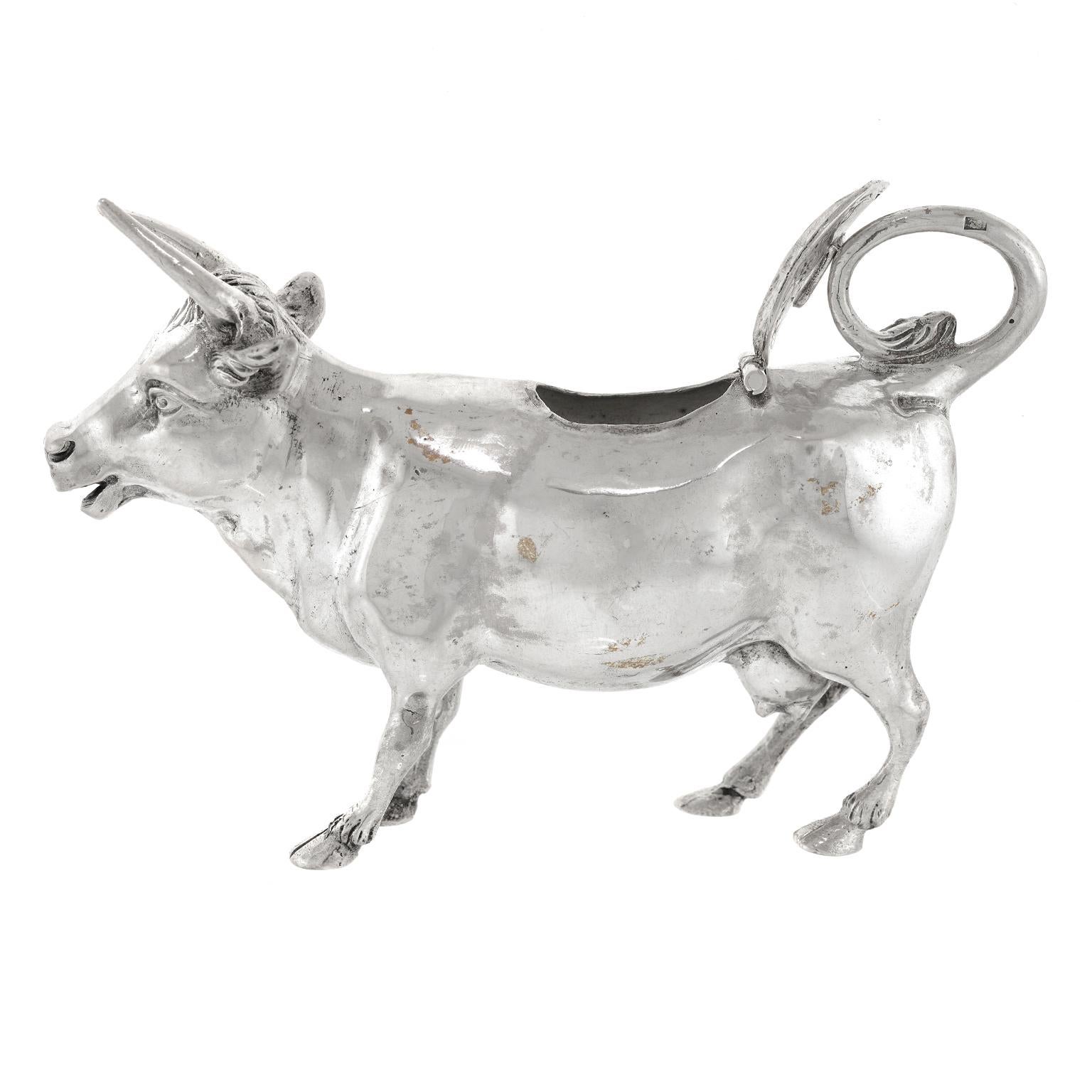 German Antique Sterling Cow Creamer For Sale