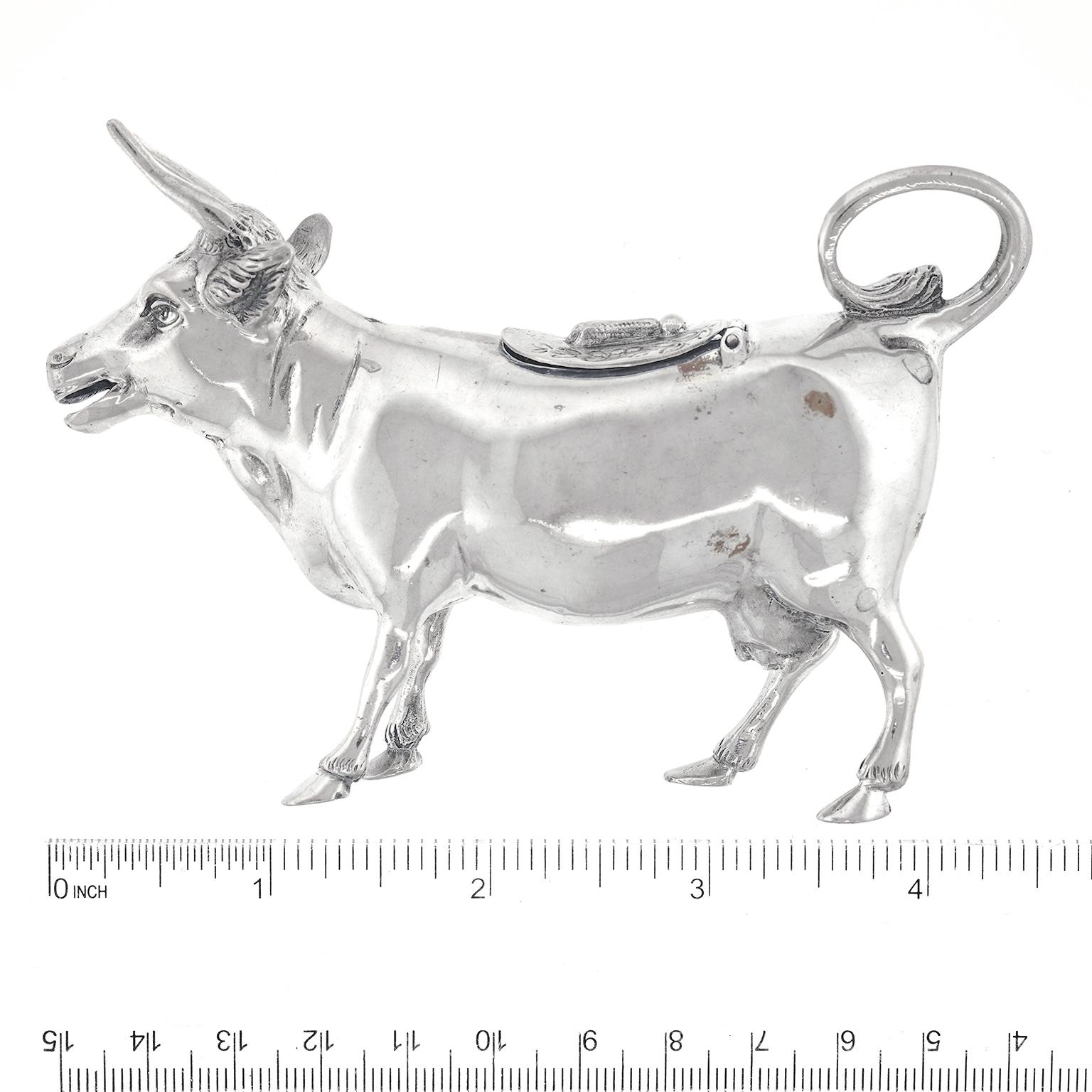German Antique Sterling Cow Creamer For Sale