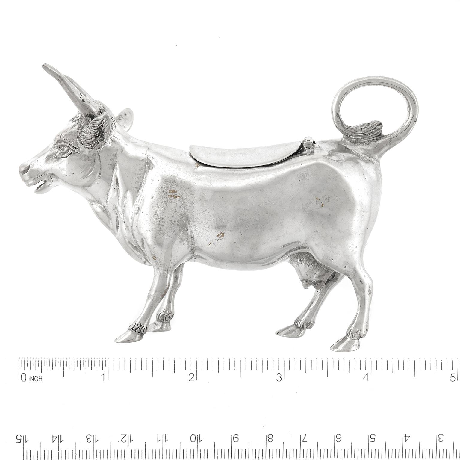 German Antique Sterling Cow Creamer For Sale