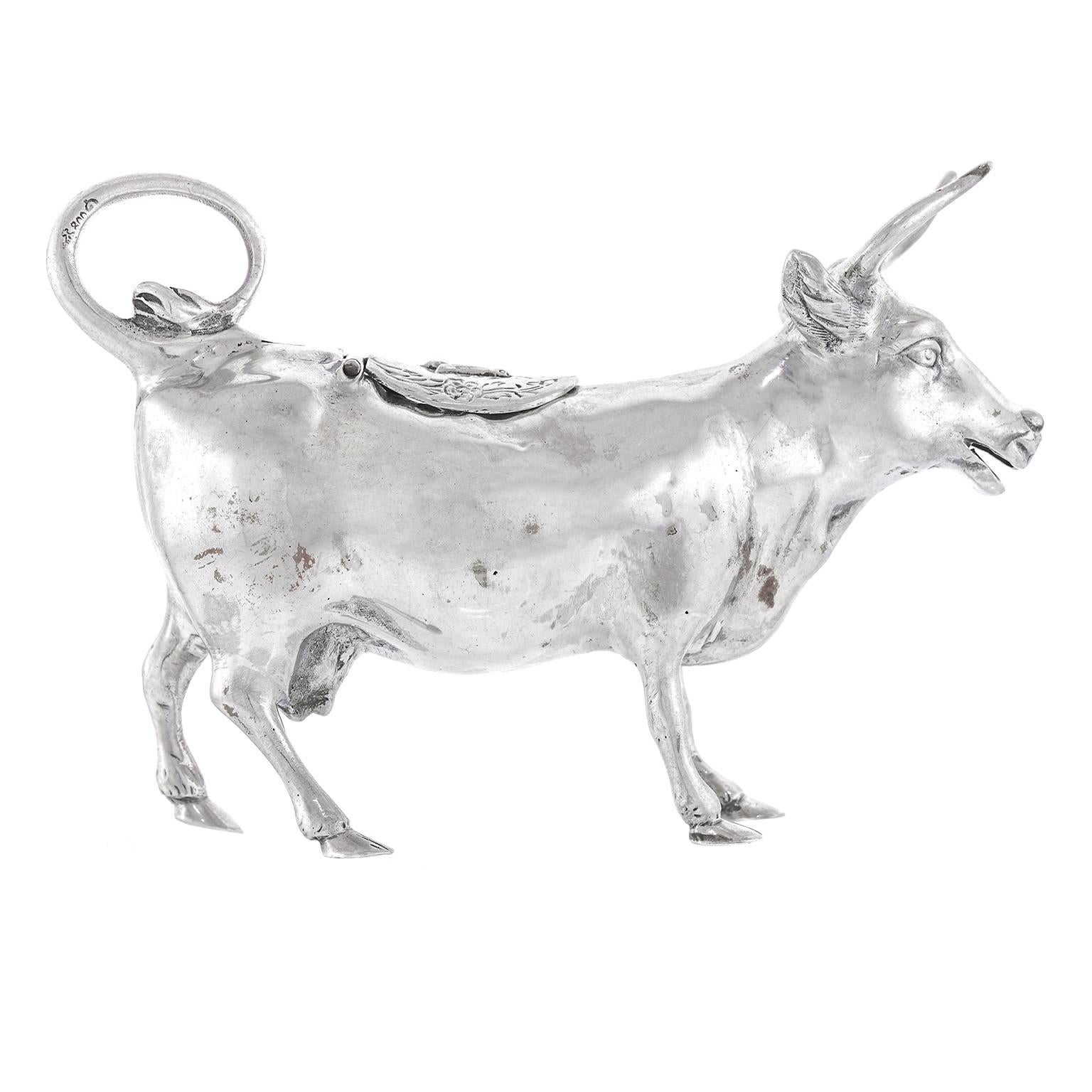 Antique Sterling Cow Creamer For Sale 3