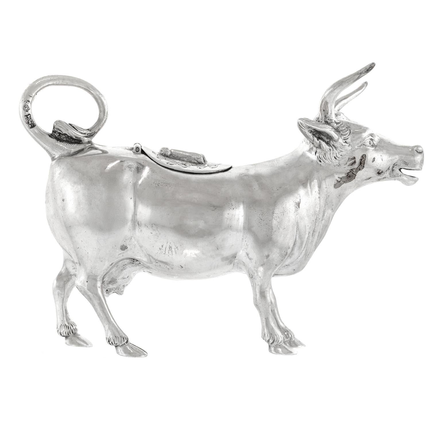 Antique Sterling Cow Creamer For Sale 3