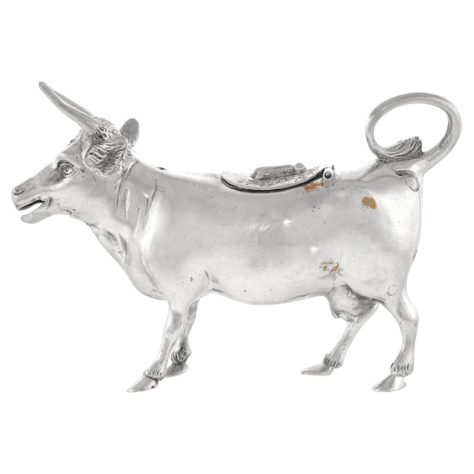 Antique Sterling Cow Creamer For Sale