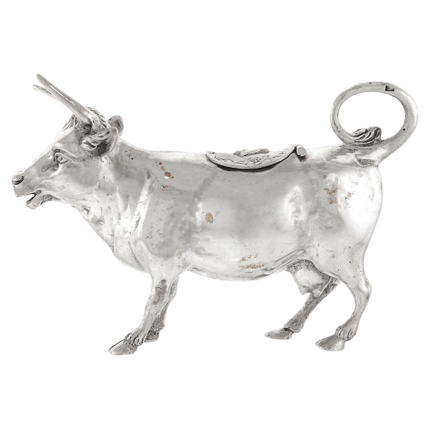 Antique Sterling Cow Creamer For Sale