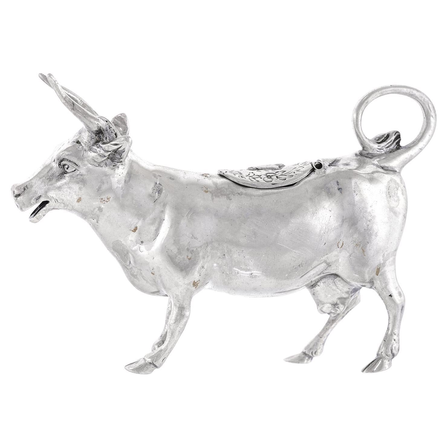 Antique Sterling Cow Creamer For Sale