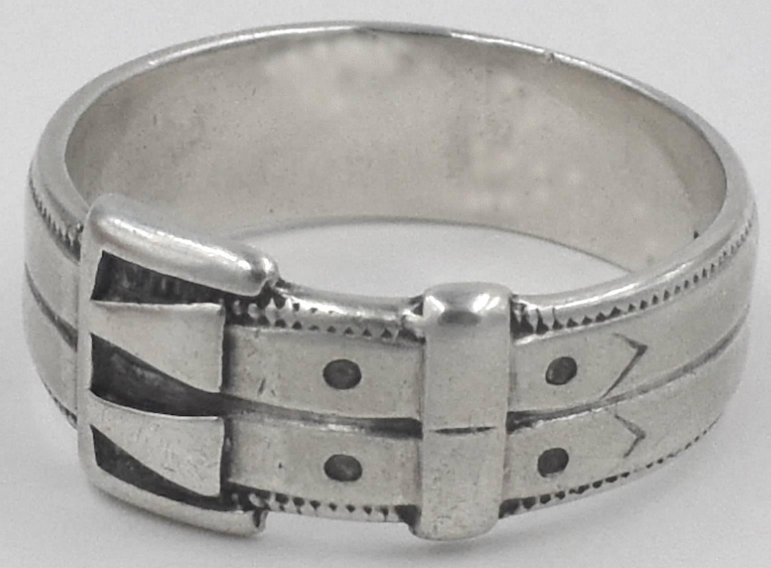 Late Victorian Antique Sterling Double Buckle Ring
