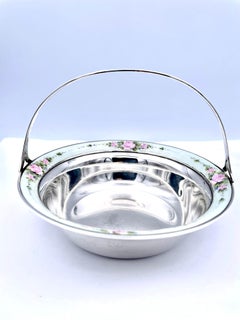 Antique Sterling Enamel Basket