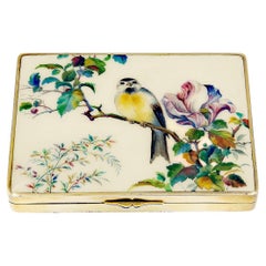 Antique Sterling & Enamel Bird Case