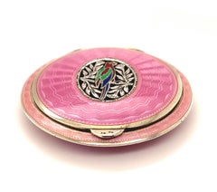 Antique Sterling Enamel Parrot Compact