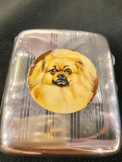 Antique Sterling and Enamel Pekinese Case