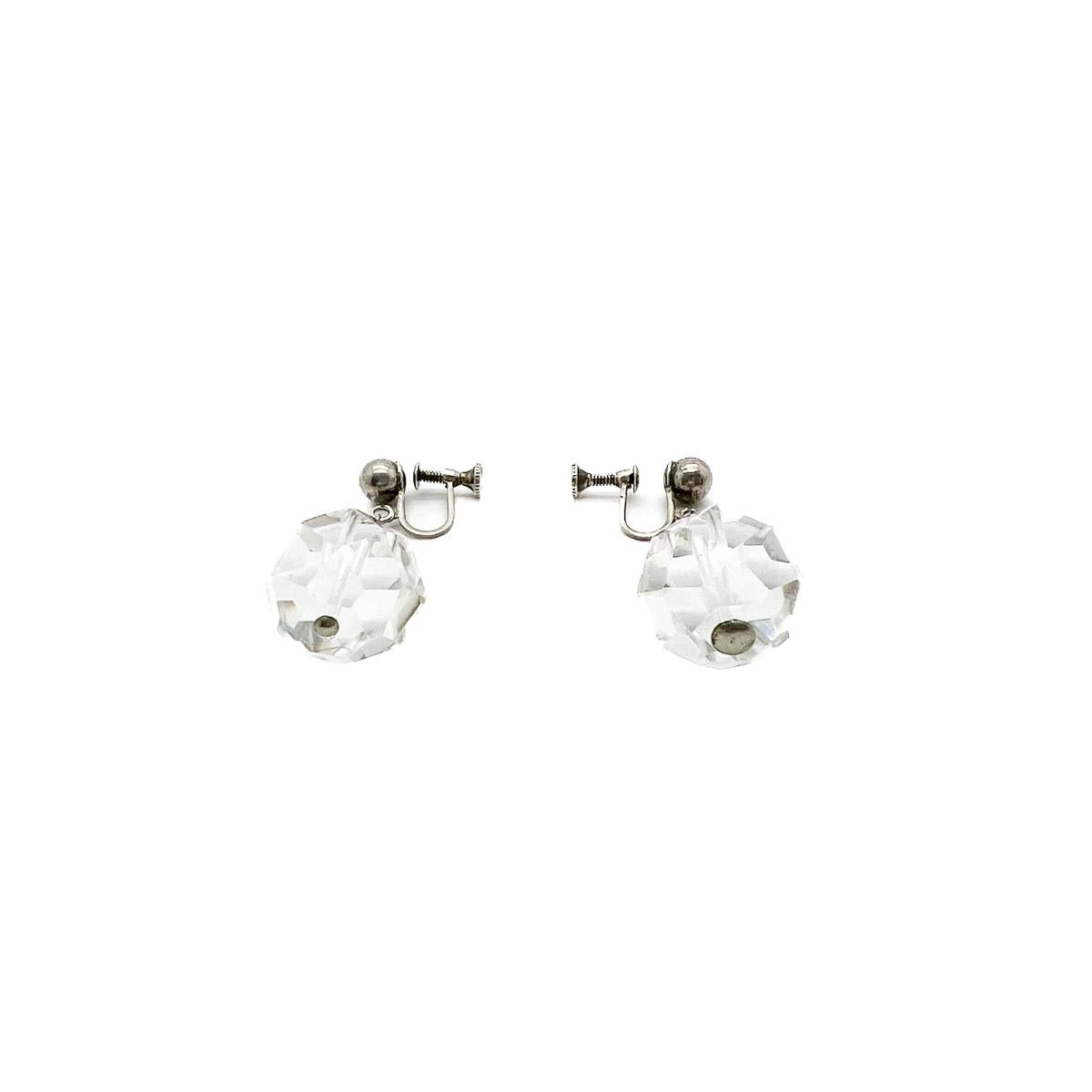 Boucles d'oreilles anciennes en cristal taillé et facetté 1910s Unisexe en vente