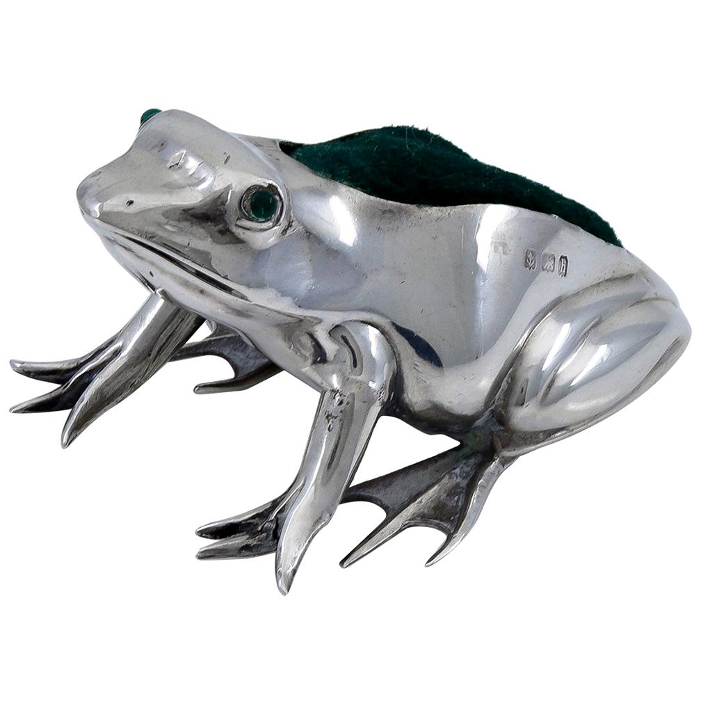 Antique Sterling Frog Pincushion