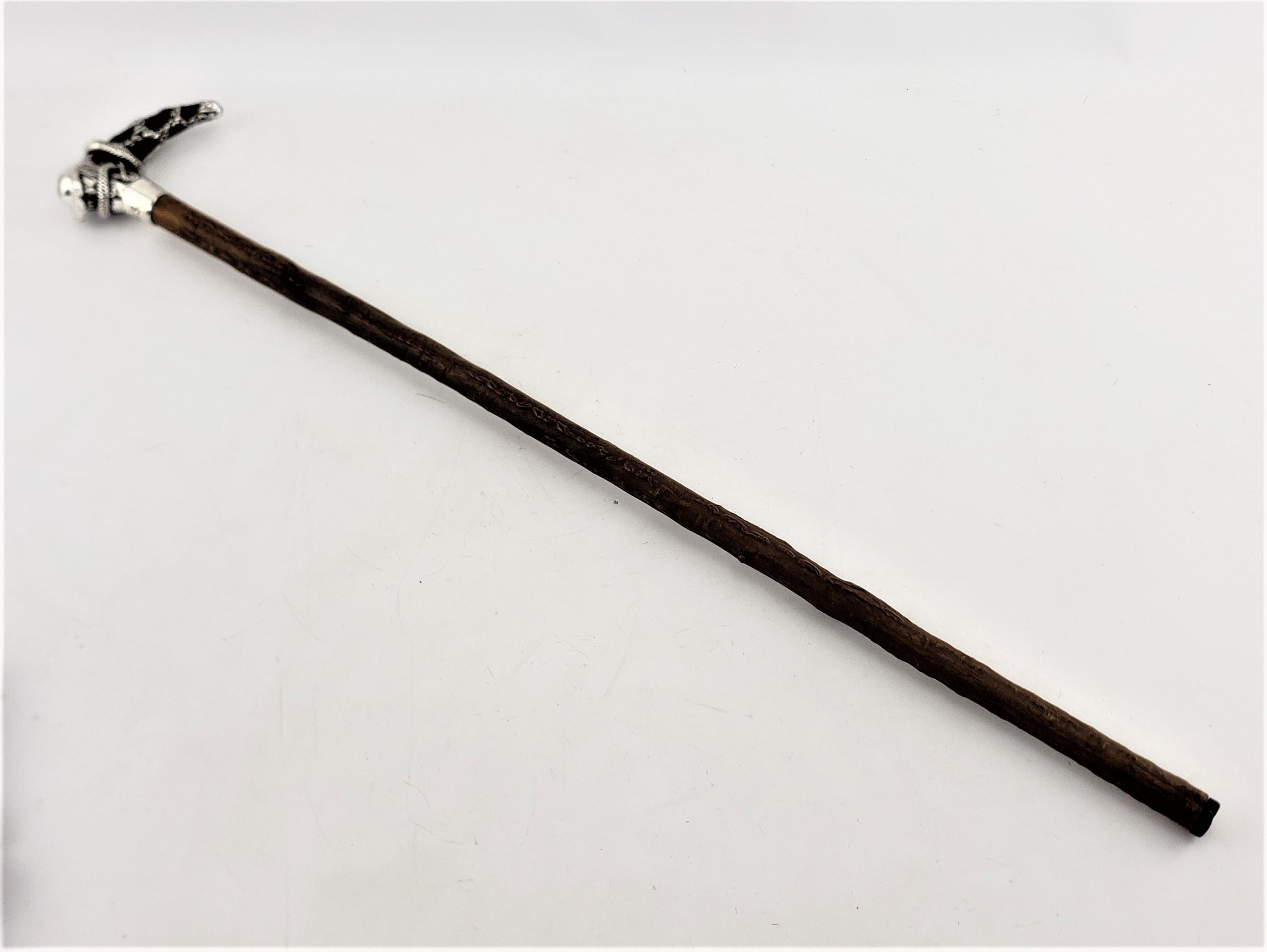 Antique Sterling Handled Walking Stick or Cane with Figural Snake or Serpent 5