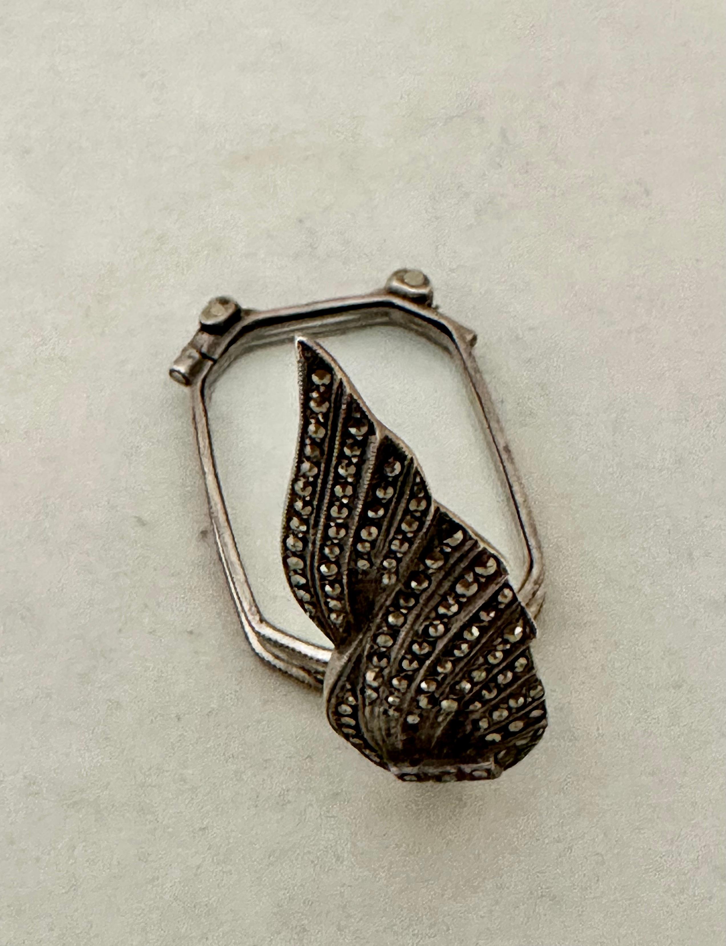 Art Deco Antique Sterling & Marcasite Lorgnette For Sale