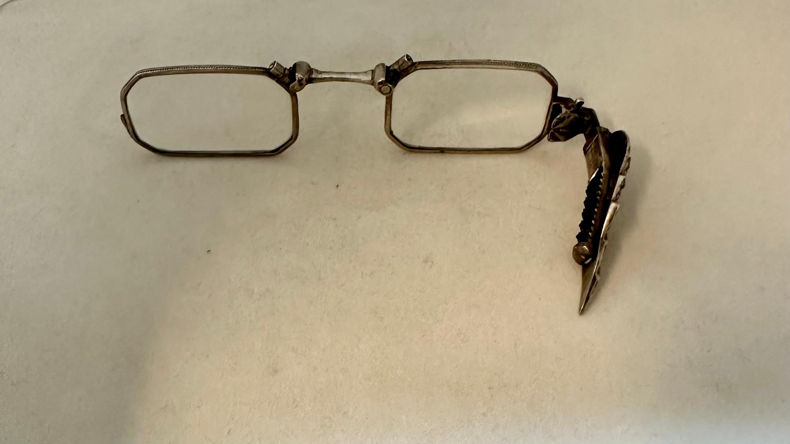 American Antique Sterling & Marcasite Lorgnette For Sale