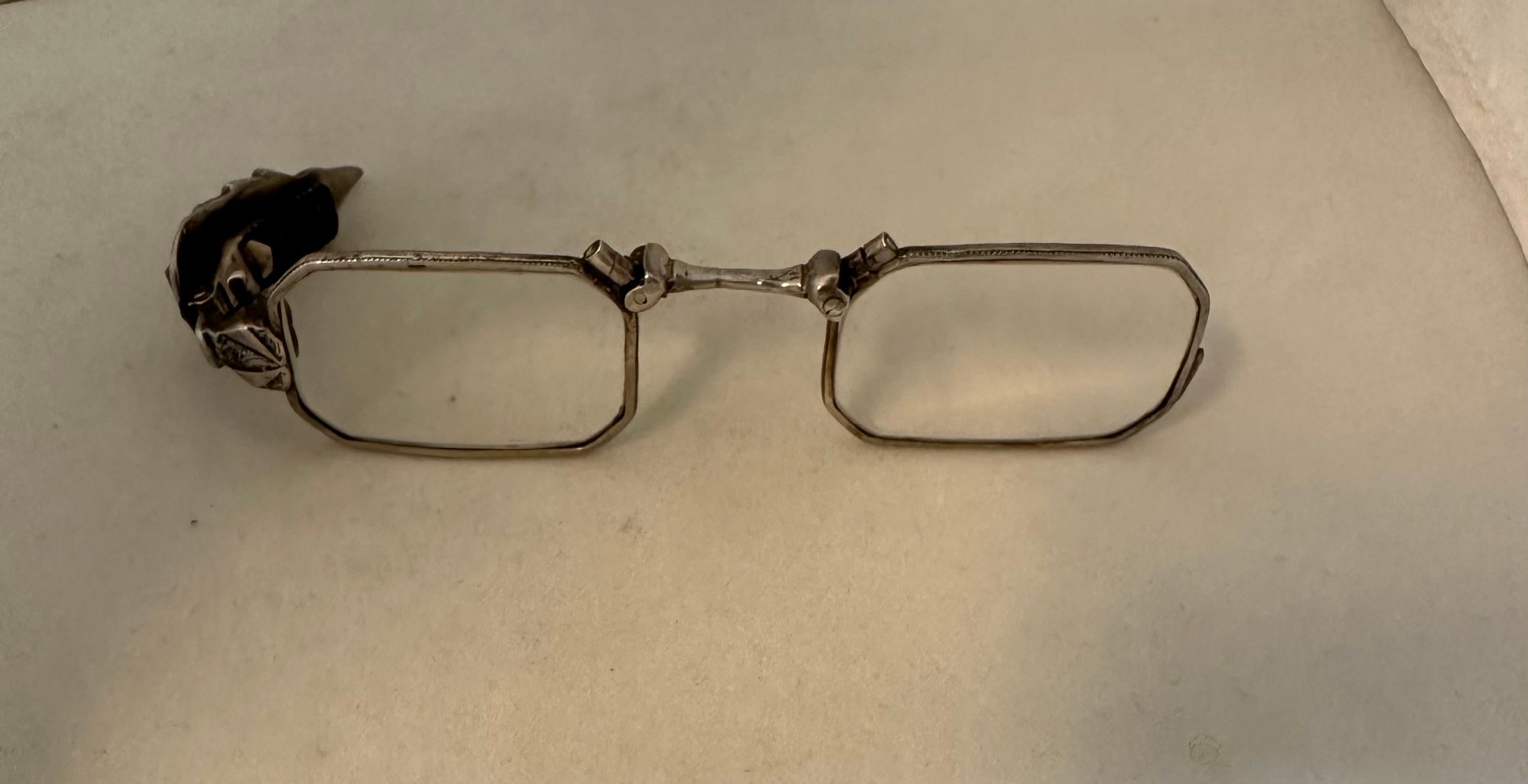 Antique Sterling & Marcasite Lorgnette In Good Condition For Sale In Bronx, NY