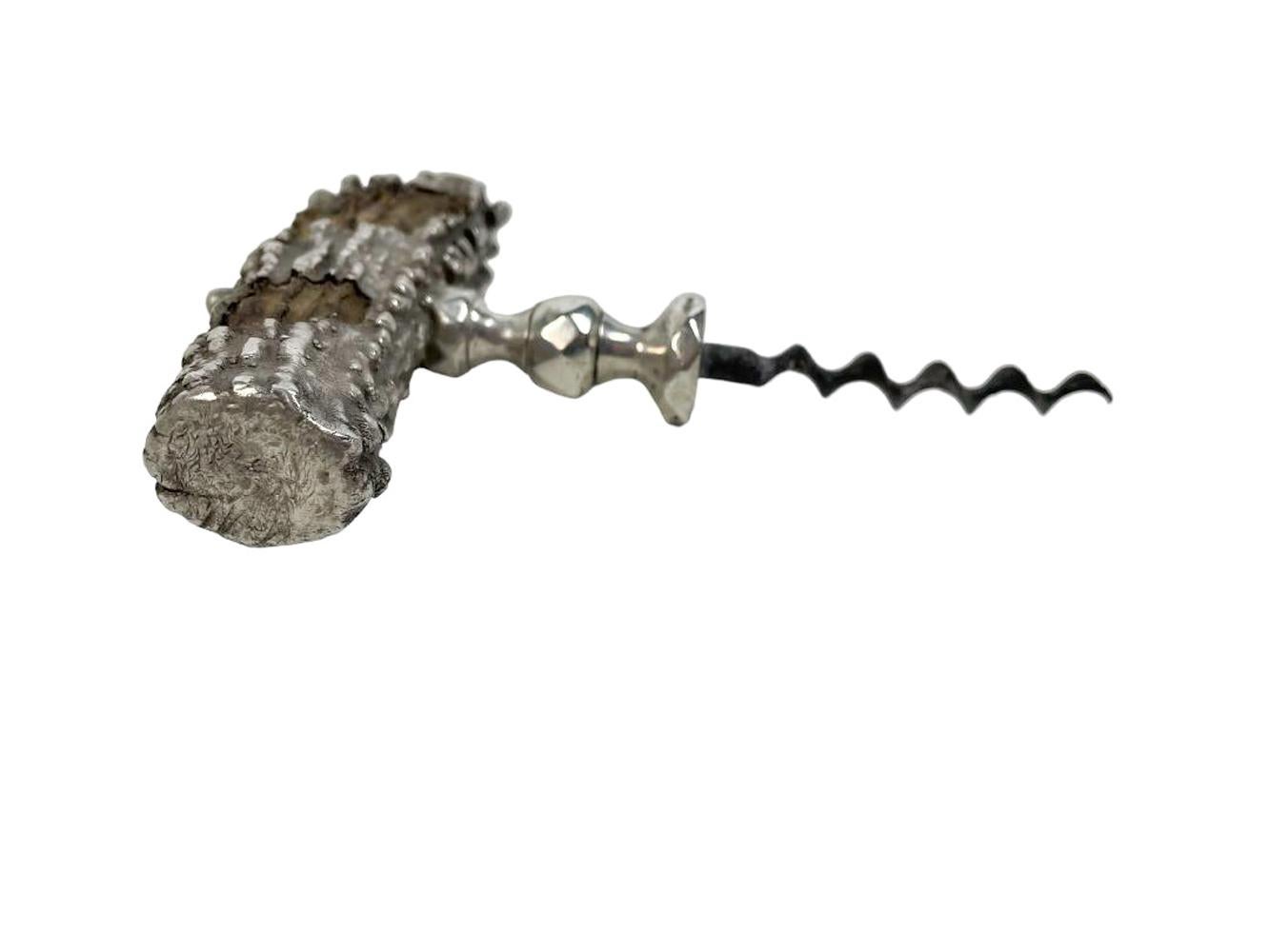 Victorian Antique Sterling Overlaid Stag Horn Corkscrew by Theiry & Crosselmire For Sale
