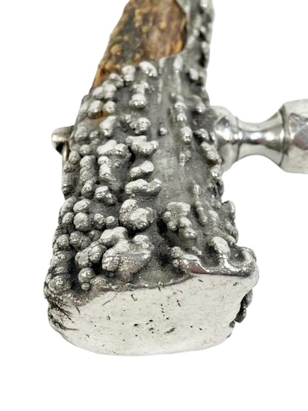 19th Century Antique Sterling Overlaid Stag Horn Corkscrew by Theiry & Crosselmire For Sale