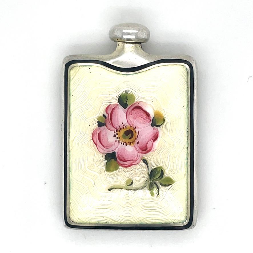 Antique Sterling Purse Enamel Perfume In Excellent Condition For Sale In New York, NY