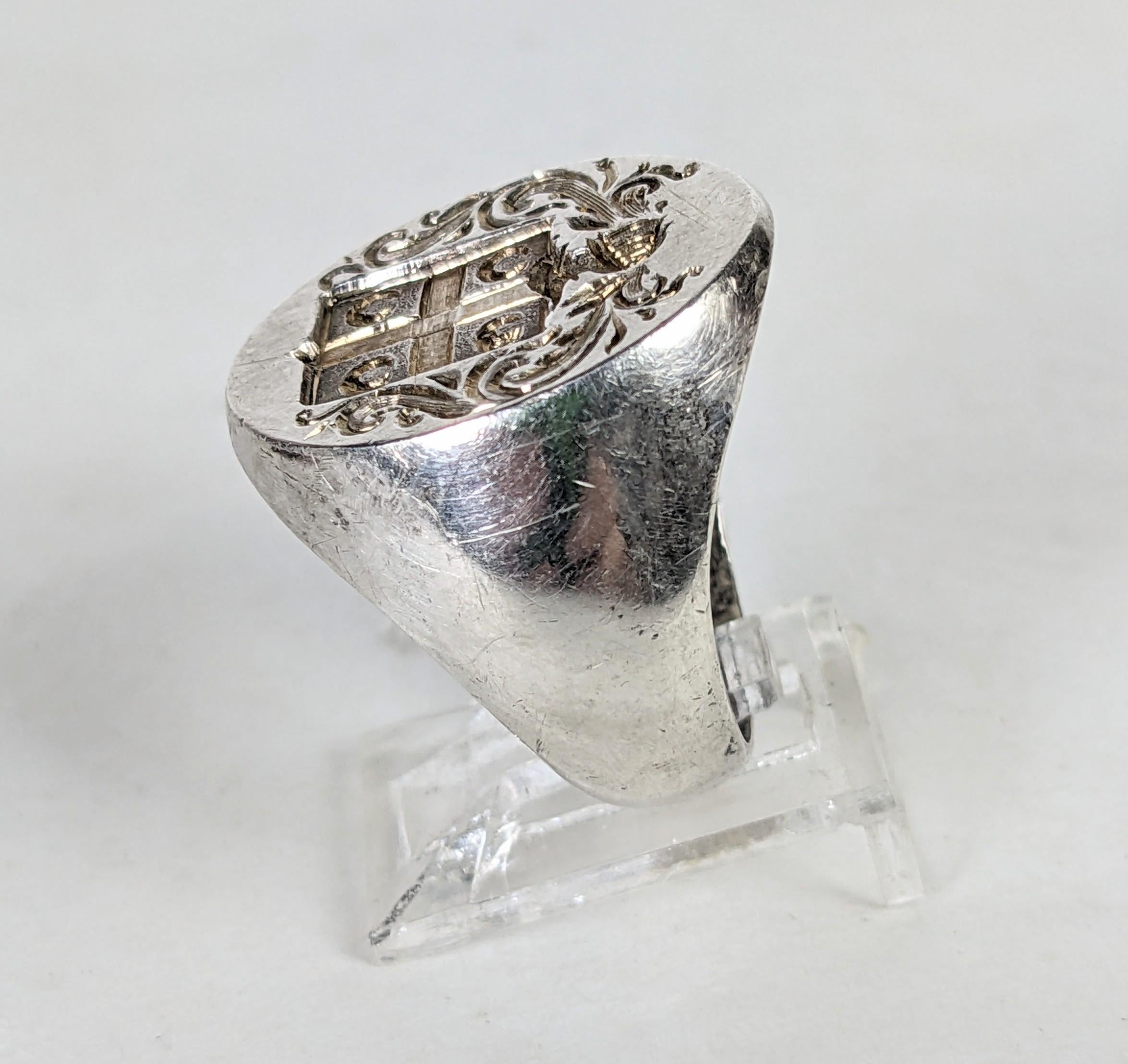 Antique Sterling Signet Ring In Excellent Condition For Sale In New York, NY