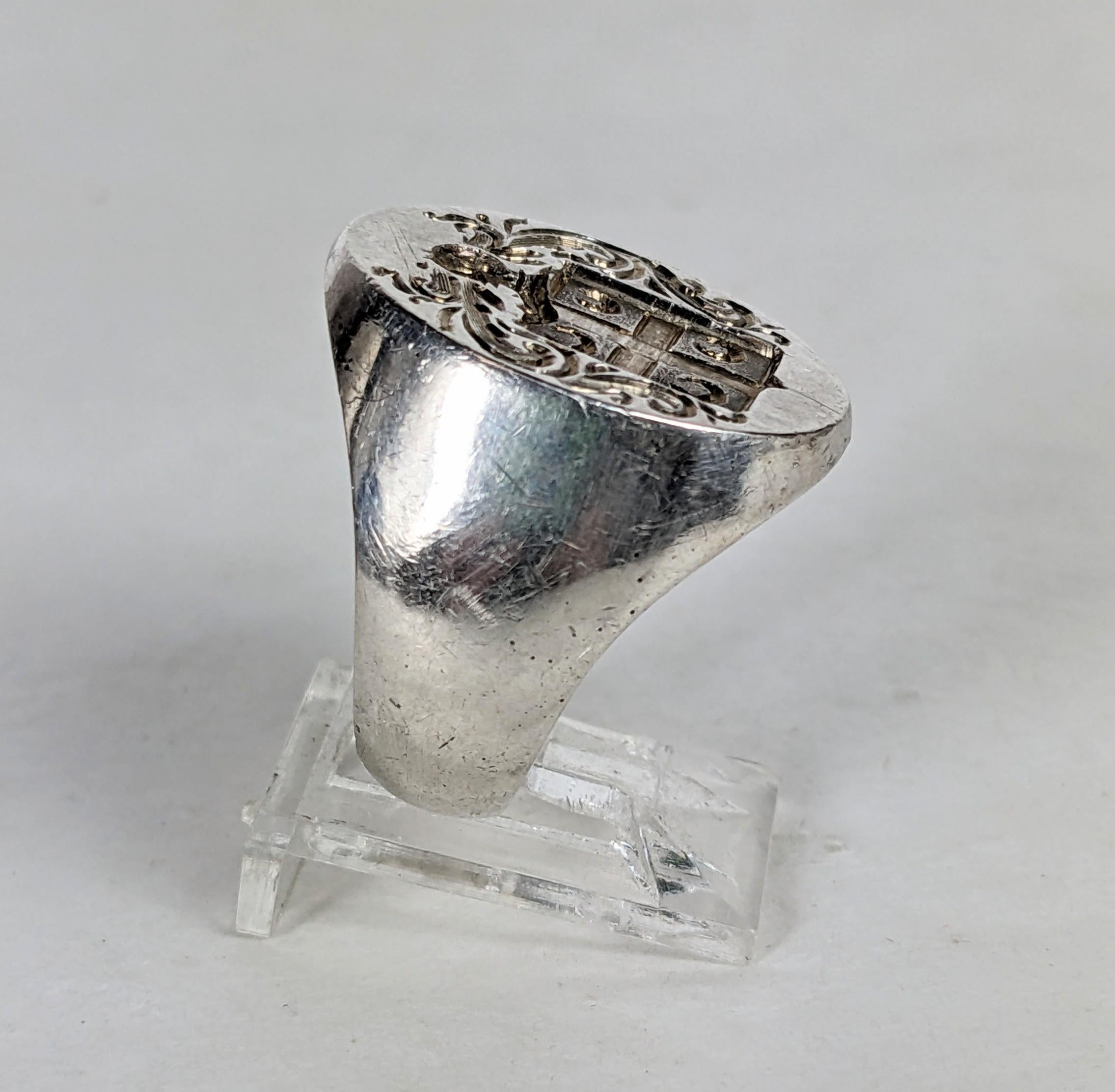 Women's or Men's Antique Sterling Signet Ring For Sale