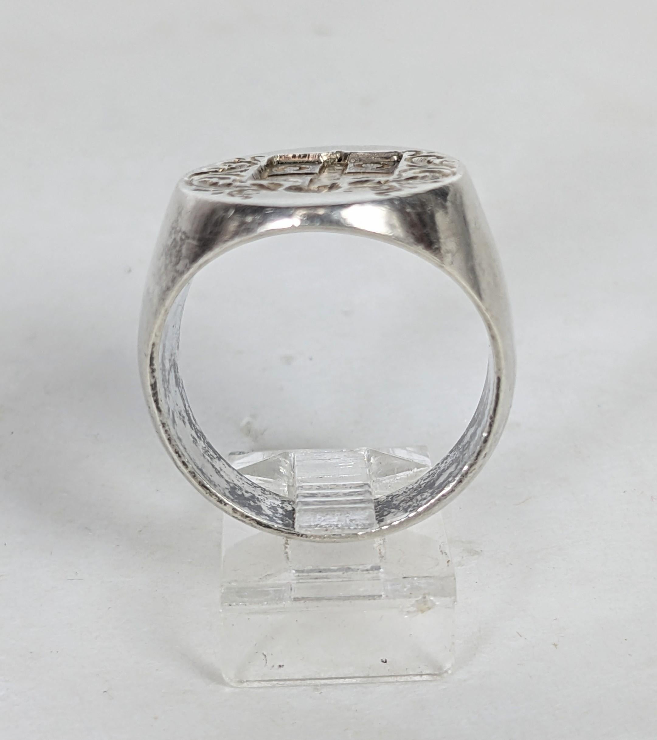 Antique Sterling Signet Ring For Sale 1