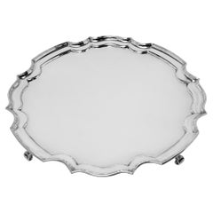 Antique Sterling Silver 14'' Chippendale Salver Platter Tray 1926 Engravable
