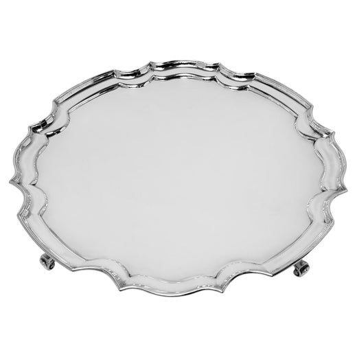 Antique Sterling Silver 14'' Chippendale Salver Platter Tray 1926 Engravable