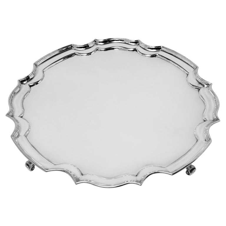 Antique Sterling Silver 14'' Chippendale Salver Platter Tray 1926 Engravable