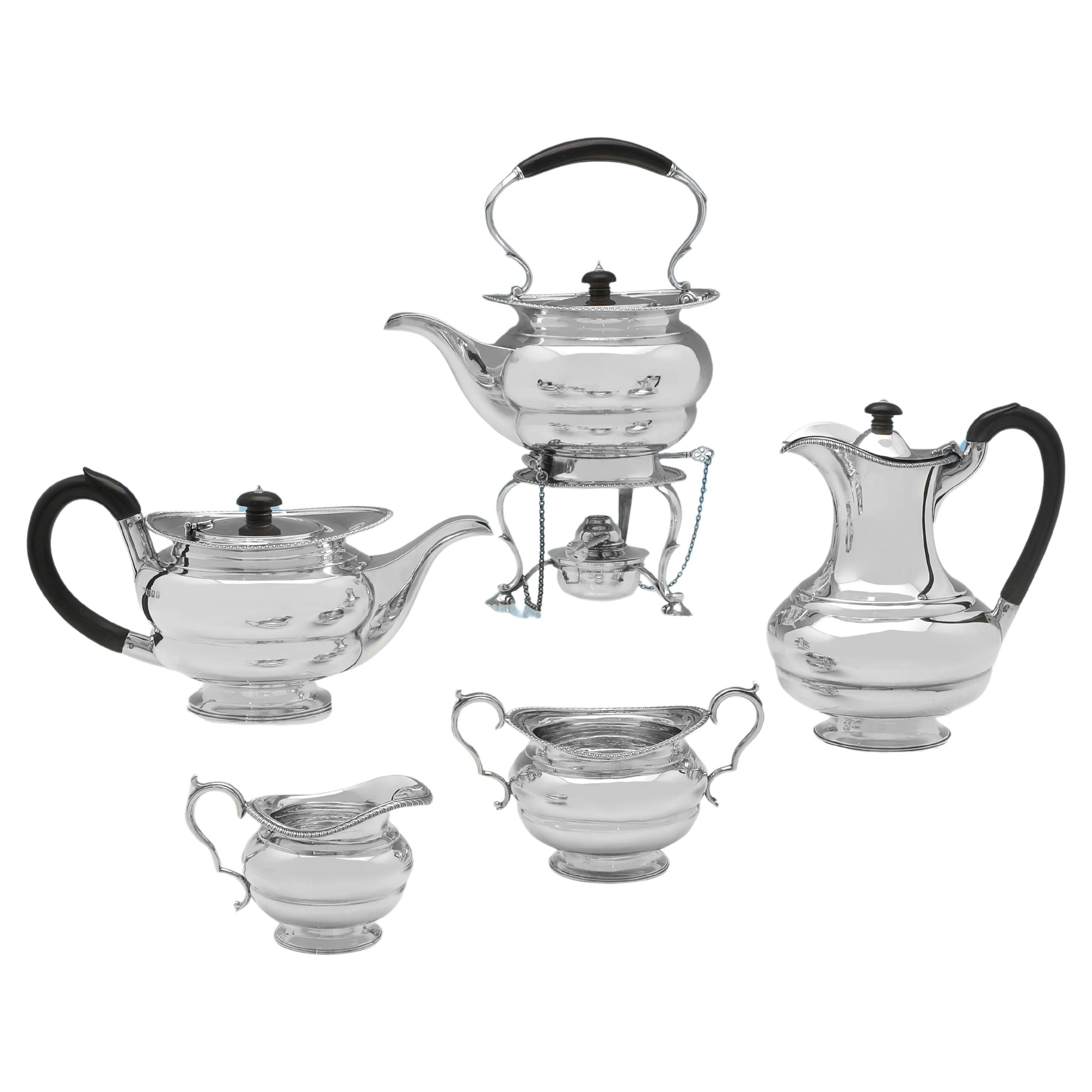 Antique Sterling Silver 5 Piece Tea Set - Hallmarked London 1922