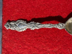 Antique Sterling Silver 6" Etched Spoon