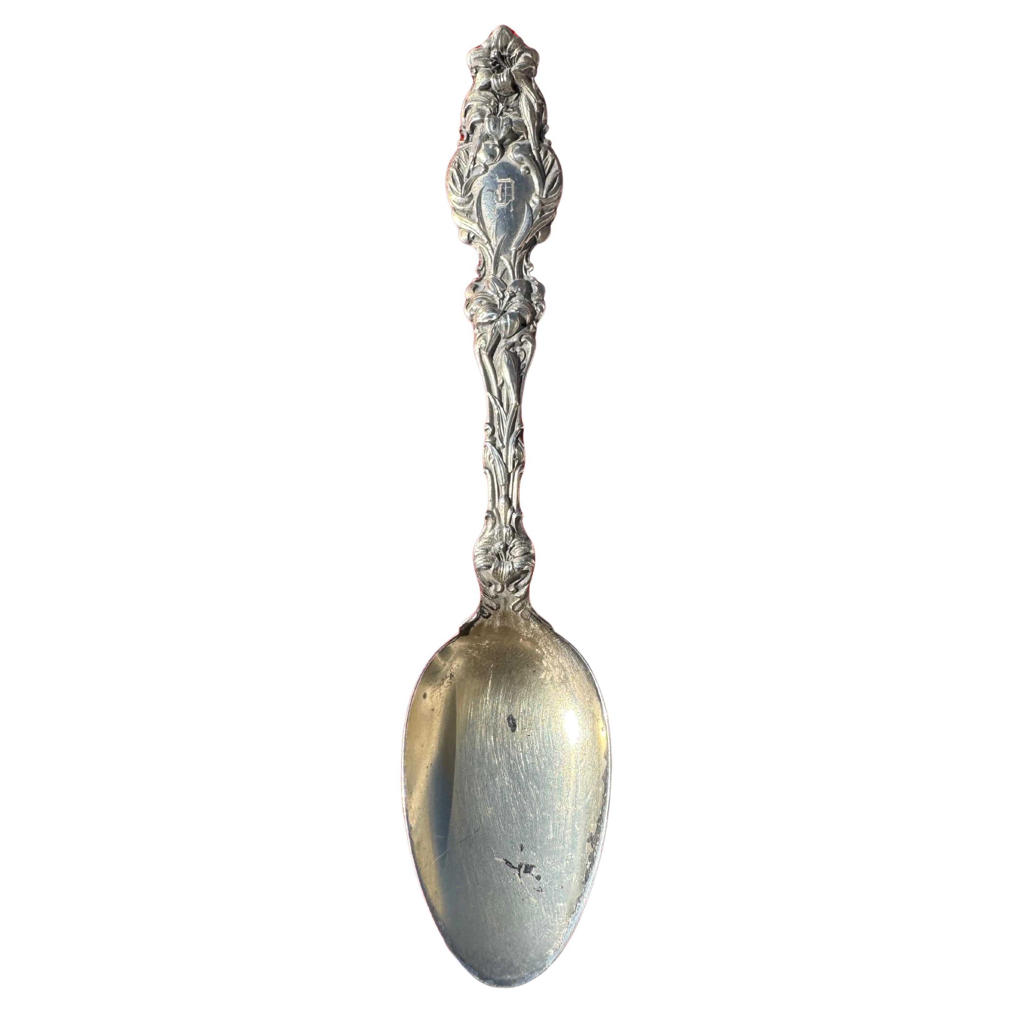 Antique Sterling Silver 6" Etched Spoon