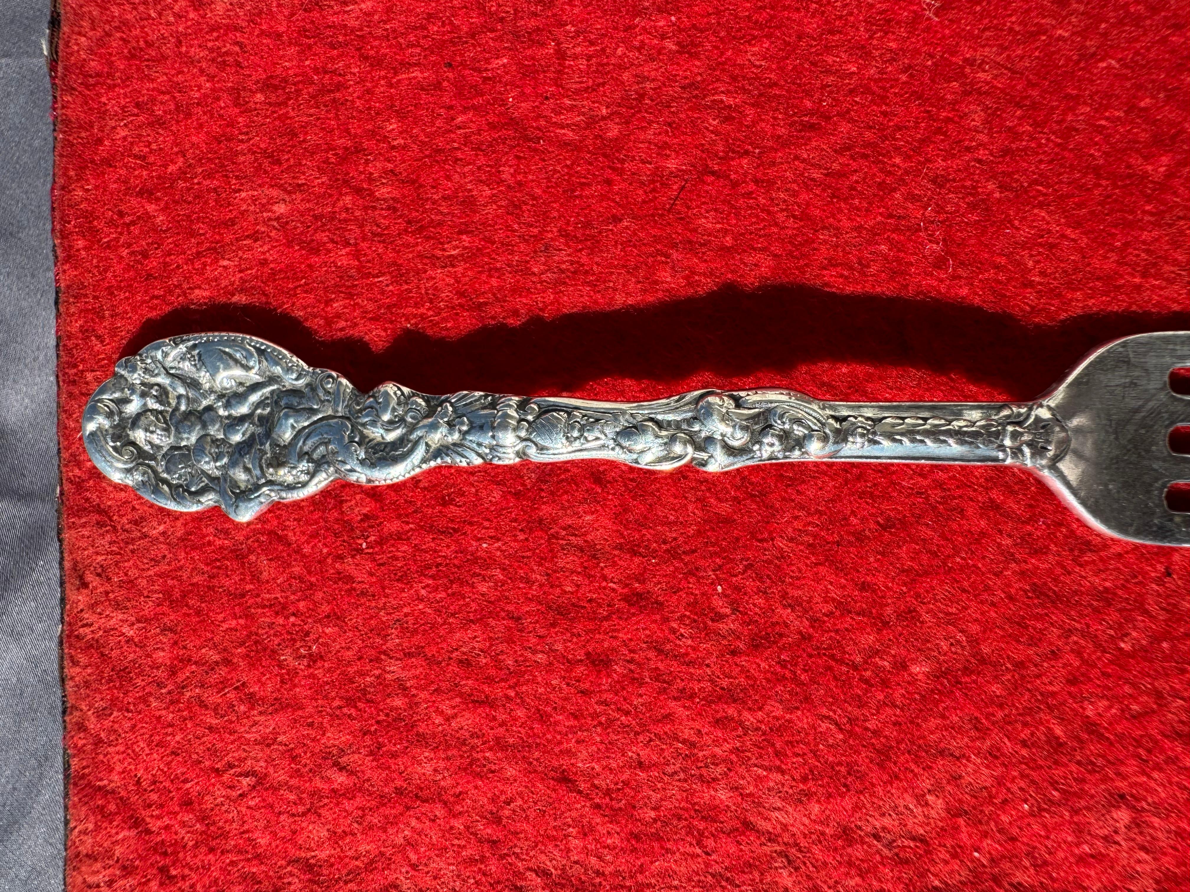 Americano Forchetta antica in argento sterling da 6