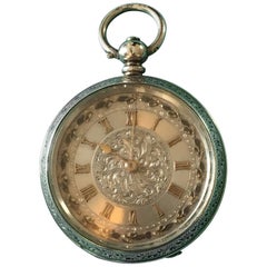 Antique Sterling Silver 935 Grade Swiss, 19th Century Small Pocket Watch