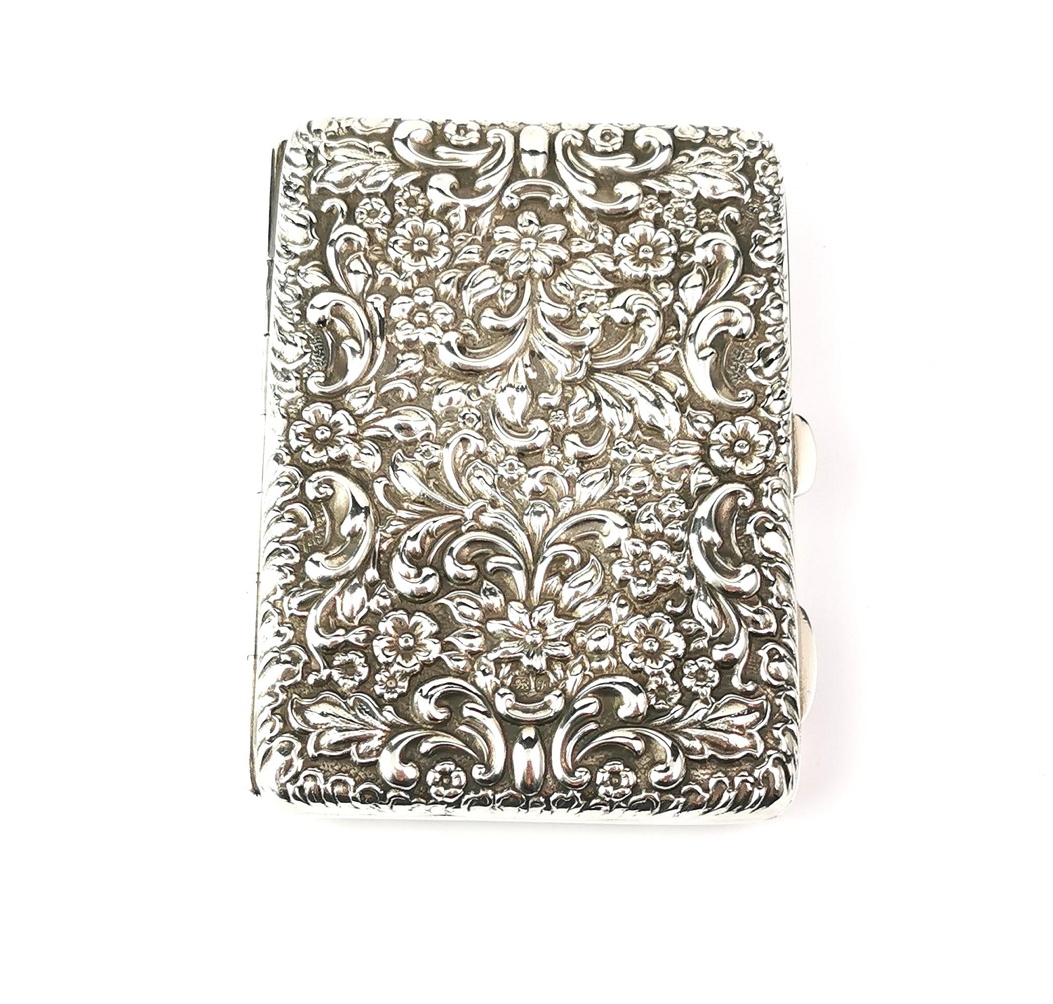 Antique sterling silver Aide Memoire, card case, William Neale  For Sale 1